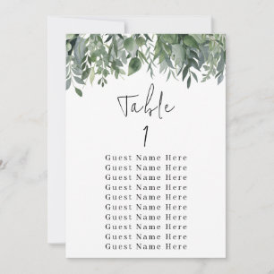 Eucalyptus Greenery Bordsnummer 1 Sittdiagram