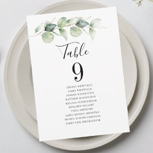 Eucalyptus Greenery Bordsnummer 9 Bröllop Sittplat