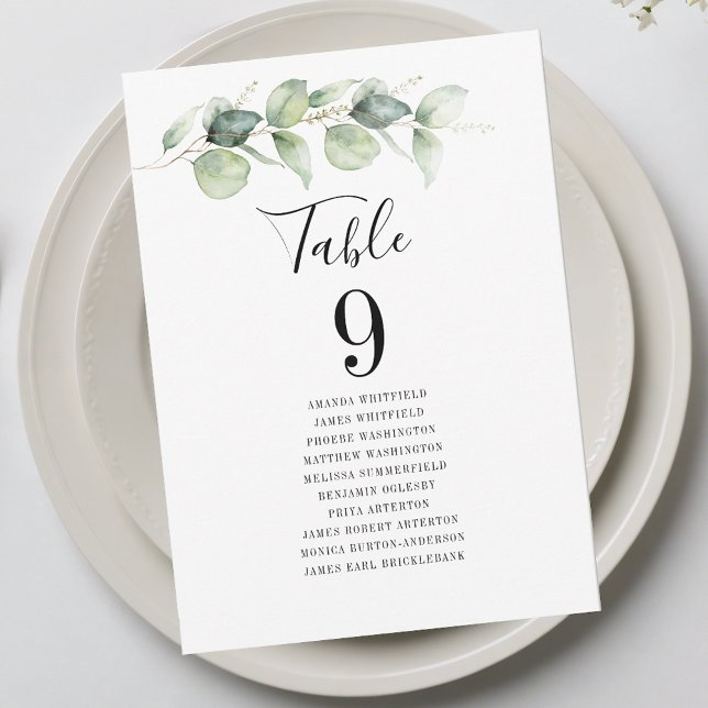 Eucalyptus Greenery Bordsnummer 9 Bröllop Sittplat (Eucalyptus Greenery Table Number 9 Wedding Seating)
