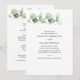 Eucalyptus Greenery Botanical All in One Bröllop Inbjudningar