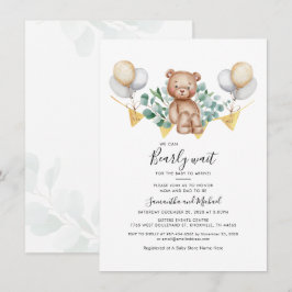 Eucalyptus Greenery Botanical Bear Baby Shower Inbjudningar