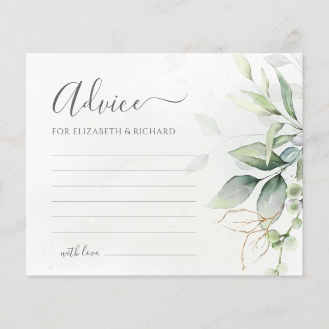 Eucalyptus Greenery Botanical Bröllop Advice Card (Framsida)