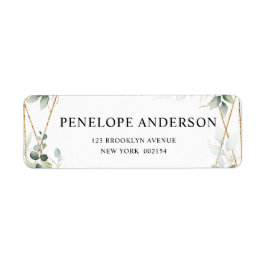 Eucalyptus Greenery Botanical Geometric Bröllop La Returadress Etikett