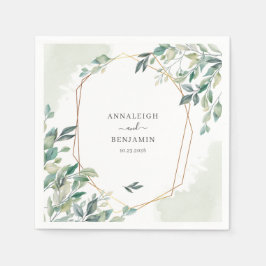 Eucalyptus Greenery Botanical Geometric Bröllop Pappersservett