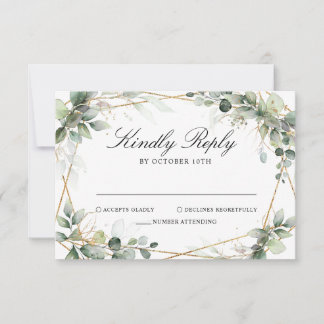 Eucalyptus Greenery Botanical Geometric Bröllop RS OSA Kort