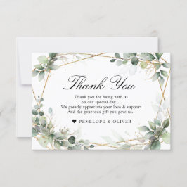 Eucalyptus Greenery Botanical Geometric Bröllop Tack Kort