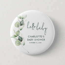 Eucalyptus Greenery Botanical Script Baby Shower Knapp