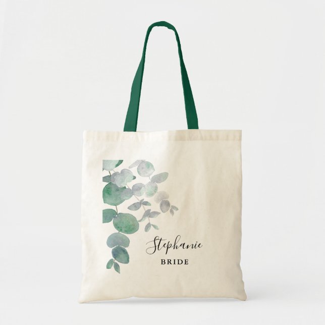 Eucalyptus Greenery Bride Personlig Tote Bag Tygkasse (Framsidan)