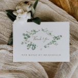 Eucalyptus greenery bridesmaid tack vare kortet inbjudan vykort<br><div class="desc">vattenfärgsgrön design Texten och färg på den här designen kan redigeras</div>