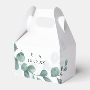 Eucalyptus Greenery Bröllop Bonbonniere Gable Presentaskar