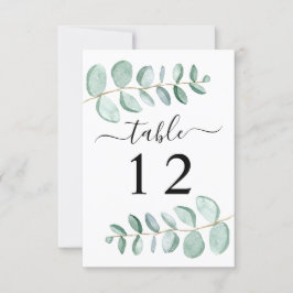 Eucalyptus Greenery Bröllop Bordsnummer Card