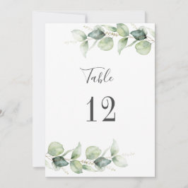 Eucalyptus Greenery Bröllop Bordsnummer Sittplatse