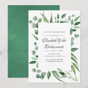 Eucalyptus Greenery Bröllop Bridesmaids Luncheon Inbjudningar