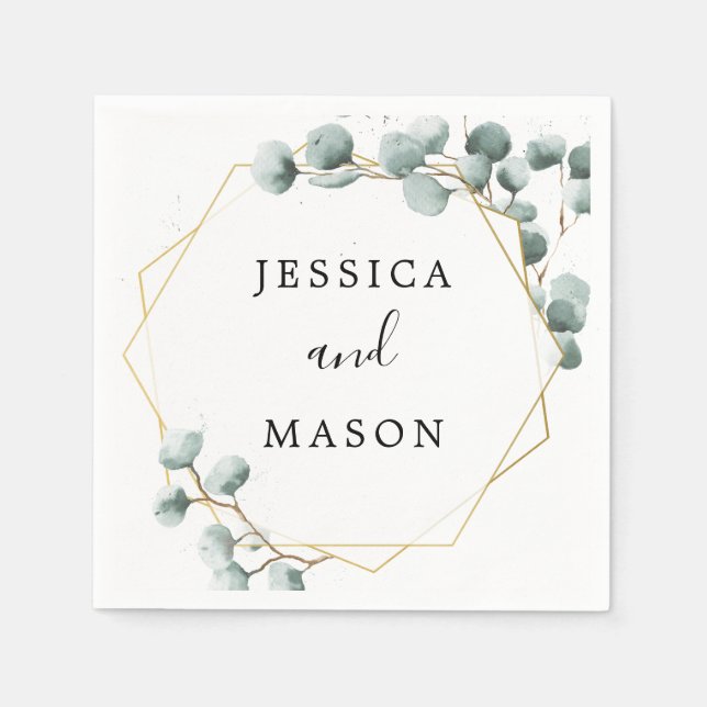 Eucalyptus Greenery Bröllop Cocktail Napkin Pappersservett (Framsidan)