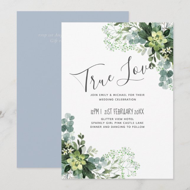 Eucalyptus Greenery Bröllop Foliage Babys utandnin (Fram/baksida)