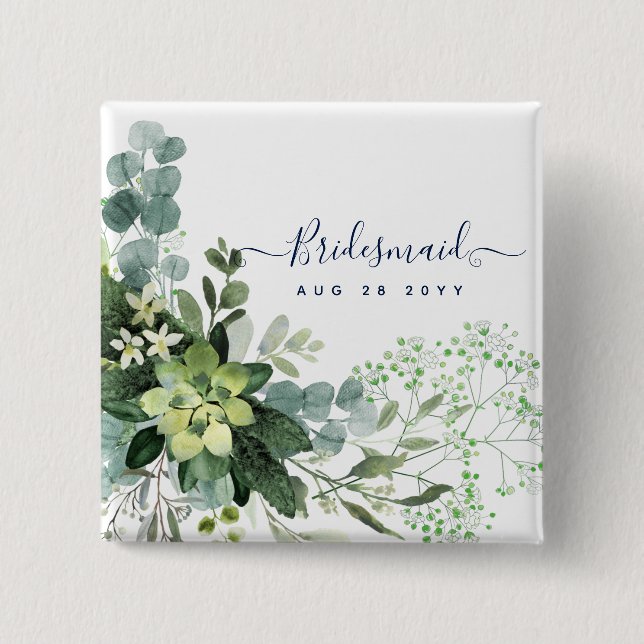 Eucalyptus Greenery Bröllop Foliage Babys utandnin Knapp (Framsida)