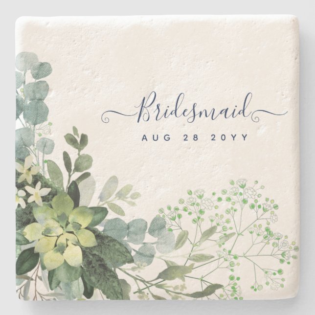 Eucalyptus Greenery Bröllop Foliage Babys utandnin Stenunderlägg (Framsidan)