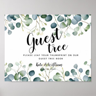 Eucalyptus greenery bröllop guestbook Träd SIGN Poster