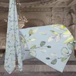 Eucalyptus Greenery Bröllop Himlar Blue Neck Tie Slips<br><div class="desc">En enkel halslips i elegant bröllop med vattenfärgad grönt eucalyptus mot en fast himlar-blå bakgrund.</div>