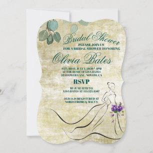 Eucalyptus Greenery Bröllop Möhippa Card Inbjudningar