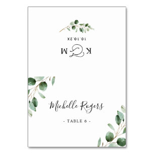 Eucalyptus Greenery Bröllop ortskort Bordsnummer