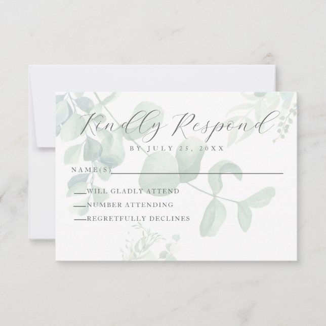 Eucalyptus Greenery Bröllop OSA Card Kort (Framsida)
