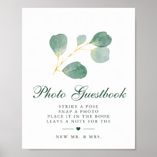 Eucalyptus Greenery Bröllop Photo Guestbook-tecken Poster