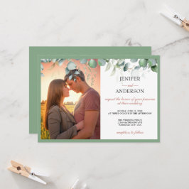 Eucalyptus Greenery Bröllop Photo Inbjudningar