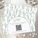 Eucalyptus Greenery Bröllop QR-kodkort Visitkort<br><div class="desc">En modern och elegant grönt och vit vattenfärgsmodell av eucalyptus grenery löv,  med en matchande mönster i motsatt riktning. Minimalistiskt skript och text för ett nytt utseende och contemporary. Ändra webbplatsen adress för text och QR-kod för att anpassa den. Originalkonst av Nic Squirrell.</div>