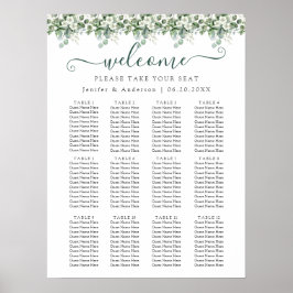 Eucalyptus Greenery Bröllop-sätesdiagram Poster