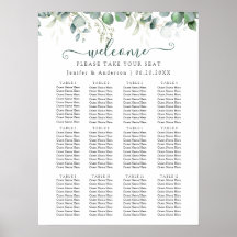 Eucalyptus Greenery Bröllop-sätesdiagram Poster