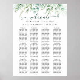 Eucalyptus Greenery Bröllop-sätesdiagram Poster