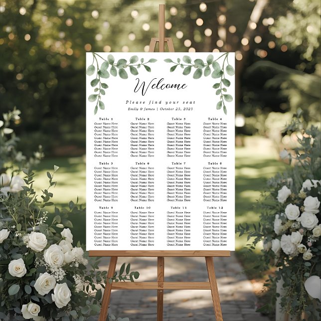 Eucalyptus Greenery Bröllop-sätesdiagram Poster (Skapare uppladdad)