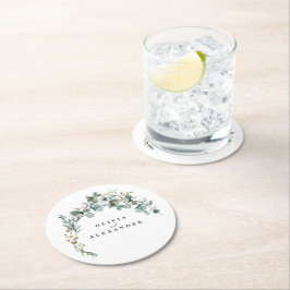 Eucalyptus Greenery Bröllop Underlägg Papper Rund