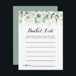 Eucalyptus Greenery Bucket List-kort för vattenfär Vykort<br><div class="desc">Dessa eucalyptus greenery bucket list-kort är perfekten för en rustik bröllopsmottagning eller -möhippa. Denna konstnärliga utformning har hand-,  vattenfärgs-,  eukalyptus grönt foliage,  inspirerande naturskönhet. Bucket List-skylten säljs separat.</div>