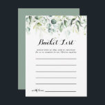 Eucalyptus Greenery Bucket List-kort för vattenfär Vykort<br><div class="desc">Dessa eucalyptus greenery bucket list-kort är perfekten för en rustik bröllopsmottagning eller -möhippa. Denna konstnärliga utformning har hand-,  vattenfärgs-,  eukalyptus grönt foliage,  inspirerande naturskönhet. Bucket List-skylten säljs separat.</div>
