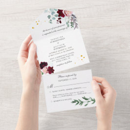 Eucalyptus Greenery Burgundy Blommigt Rustic Bröll
