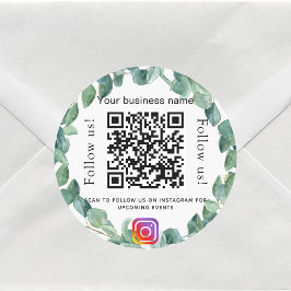 Eucalyptus greenery business qr code instagram runt klistermärke