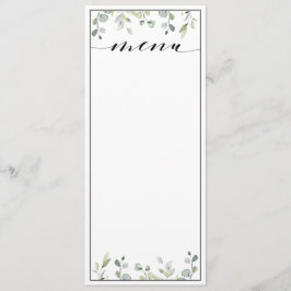 Eucalyptus Greenery Calligraphy Blank Bröllop Menu Meny