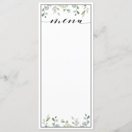 Eucalyptus Greenery Calligraphy Blank Bröllop Menu Meny