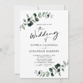 Eucalyptus Greenery Calligraphy QR Code Bröllop Inbjudningar