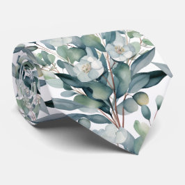 Eucalyptus Greenery Classic Formal Floral Neck Tie Slips