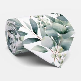 Eucalyptus Greenery Classic Formal Floral Neck Tie Slips