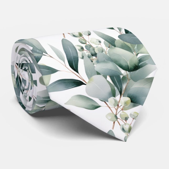 Eucalyptus Greenery Classic Formal Floral Neck Tie Slips (Rullad)