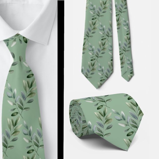 Eucalyptus Greenery Classic Formal Floral Neck Tie Slips (Skapare uppladdad)