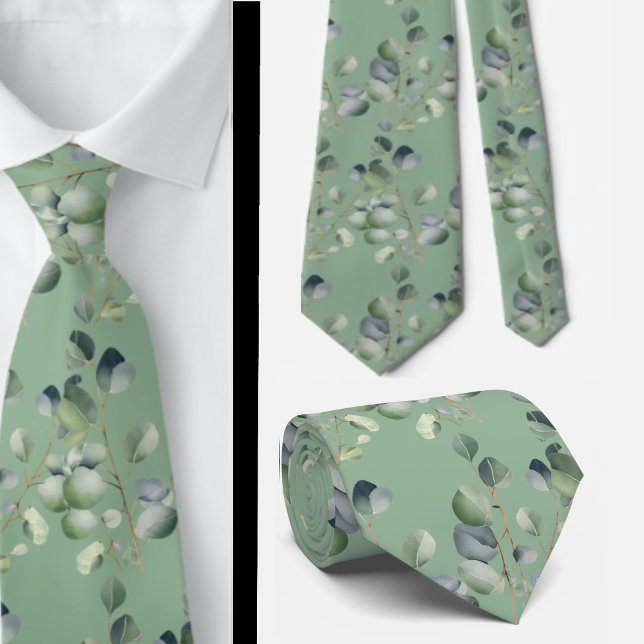 Eucalyptus Greenery Classic Formal Floral Neck Tie Slips (Skapare uppladdad)