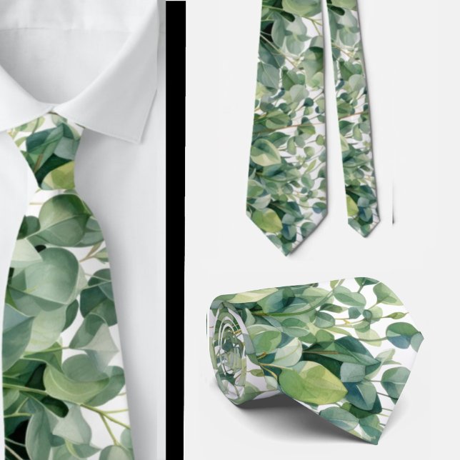 Eucalyptus Greenery Classic Formal Floral Neck Tie Slips (Skapare uppladdad)