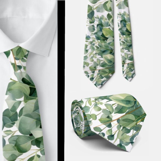 Eucalyptus Greenery Classic Formal Floral Neck Tie Slips (Skapare uppladdad)