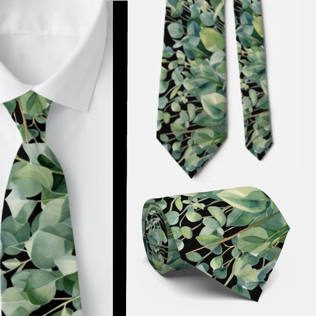Eucalyptus Greenery Classic Formal Floral Neck Tie Slips (Skapare uppladdad)
