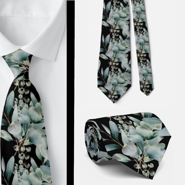Eucalyptus Greenery Classic Formal Floral Neck Tie Slips (Skapare uppladdad)